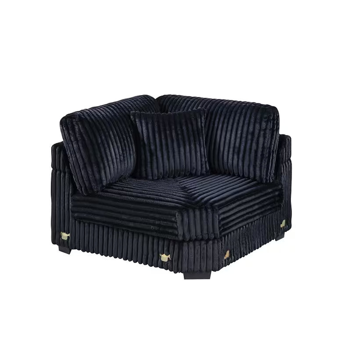 Nolan Black Corduroy 6-Piece Modular Sectional with Chaise