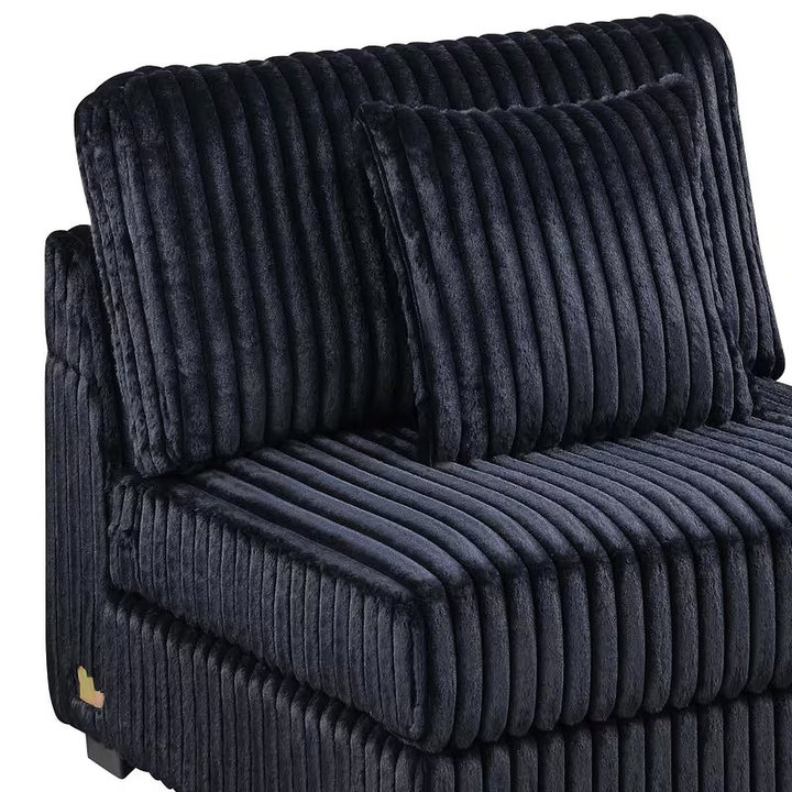 Nolan Black Corduroy 6-Piece Modular Sectional with Chaise