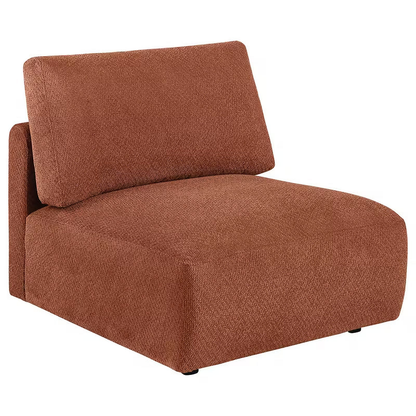 Coral Logan armless seating module with a wide seat and matching back cushion.