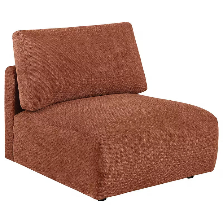 Coral Logan armless seating module with a wide seat and matching back cushion.