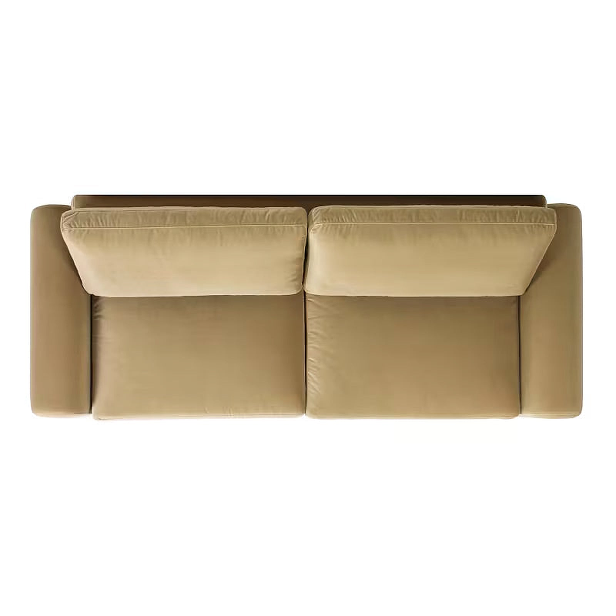 Overhead view of the beige Mason sofa with two seat cushions and two back cushions.