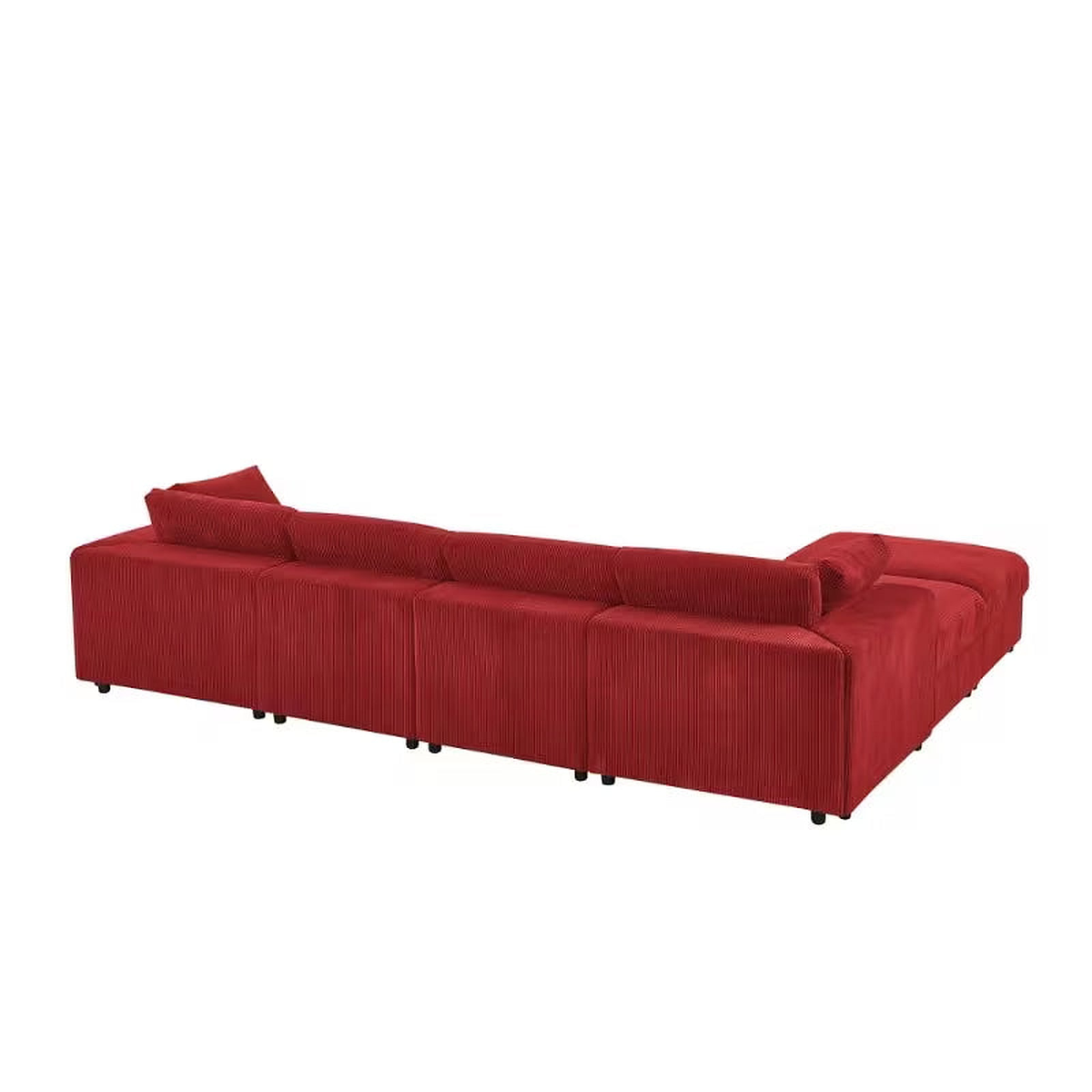 Carmine Red Corduroy Reversible Modular Sectional Sofa