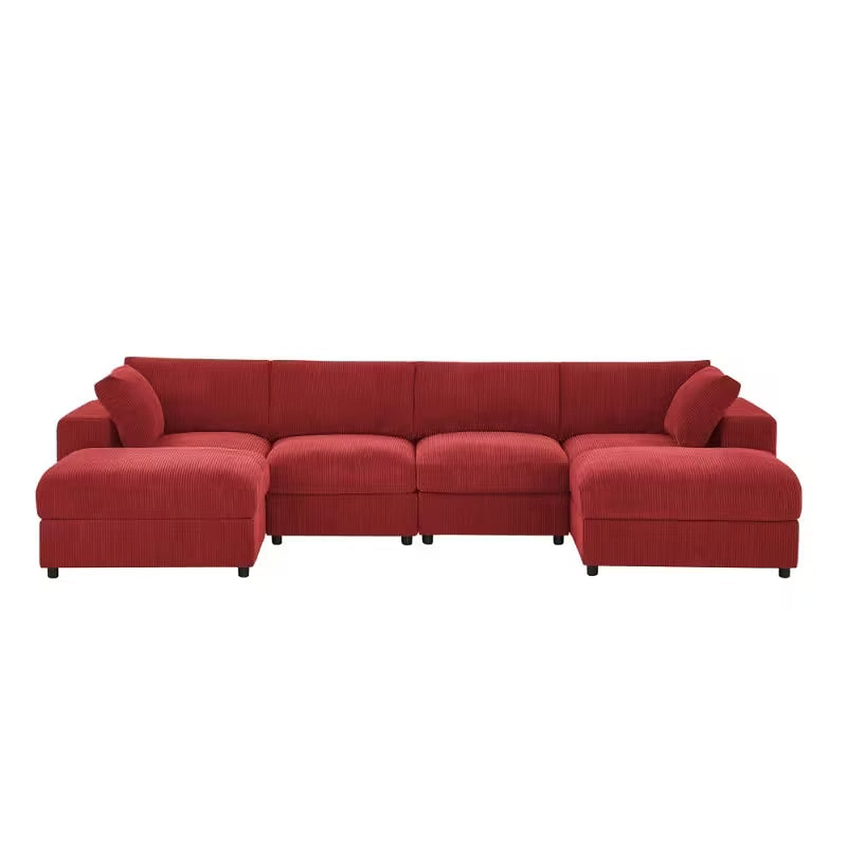 Carmine Red Corduroy Reversible Modular Sectional Sofa