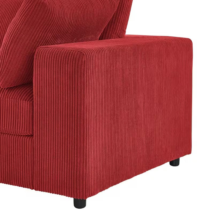 Carmine Red Corduroy Reversible Modular Sectional Sofa