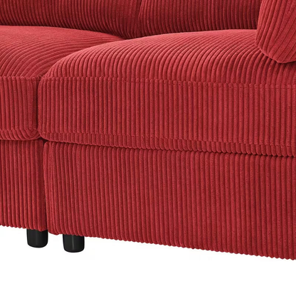 Carmine Red Corduroy Reversible Modular Sectional Sofa
