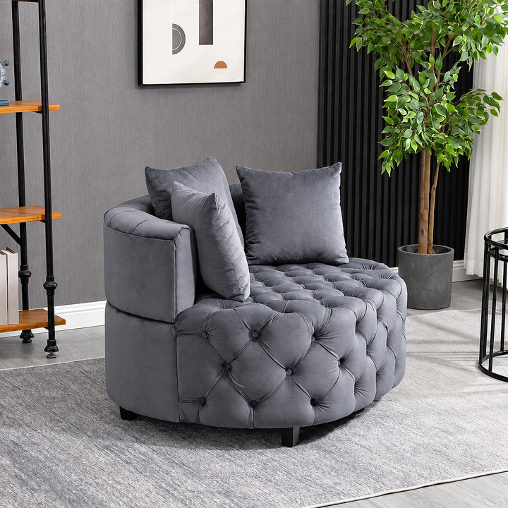 Quinn Gray Tufted Barrel Chair