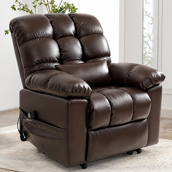 Restreal Brown Power Lift Recliner with Massage