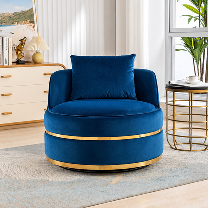 Sable Blue Velvet Swivel Barrel Chair