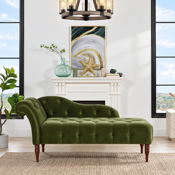 Samuel Olive Green Tufted Chaise Lounge