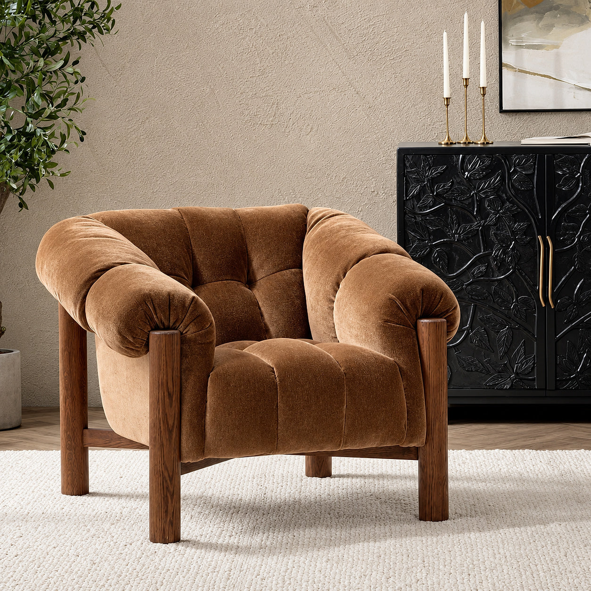 Sansa Bronze Velvet Accent Chair