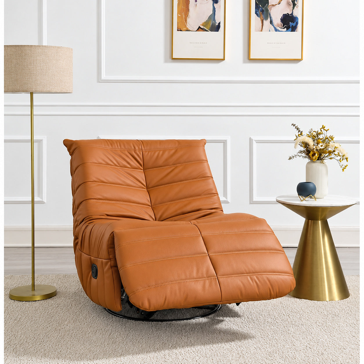 Talmon Orange Swivel Glider Recliner
