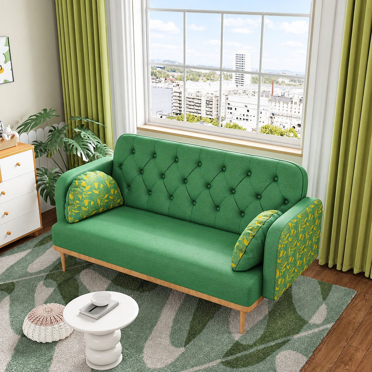 Tulip Green Two-Seat Sofa