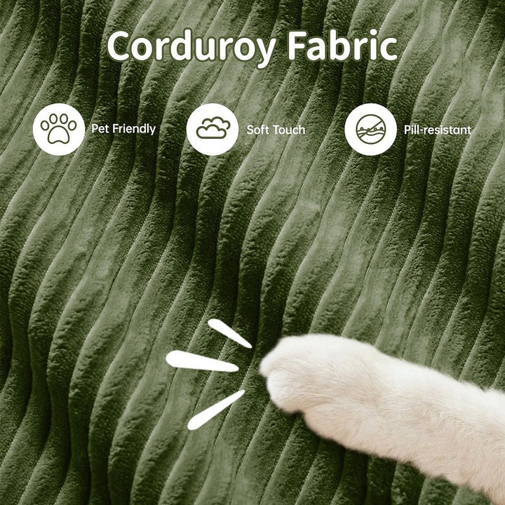 Olive green corduroy modular sofa - corduroy texture