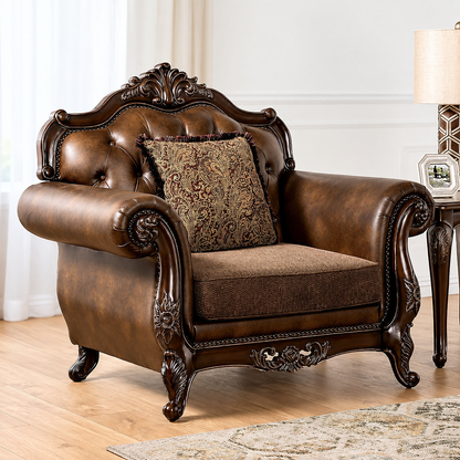 Windsor Brown Rolled-Arm Accent Chair